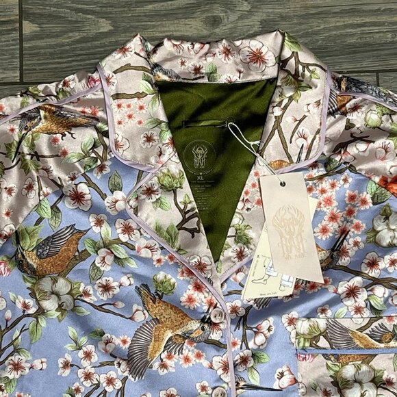 NWT $248 HAH X Free People Haht Satin Eco Pajama Set XL Violet Queen Fisher - Picture 5 of 16